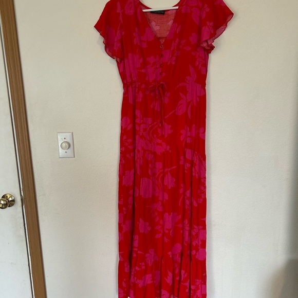 Floral blooming Large Boho Long Dress Women V Neck Floral Print Maxi - Picture 2 of 14